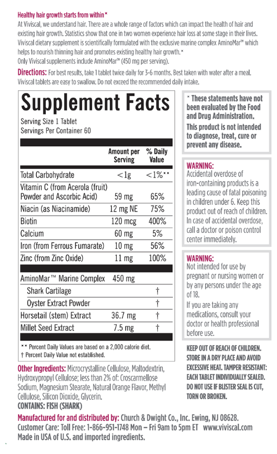 Supplement Facts Viviscal Women